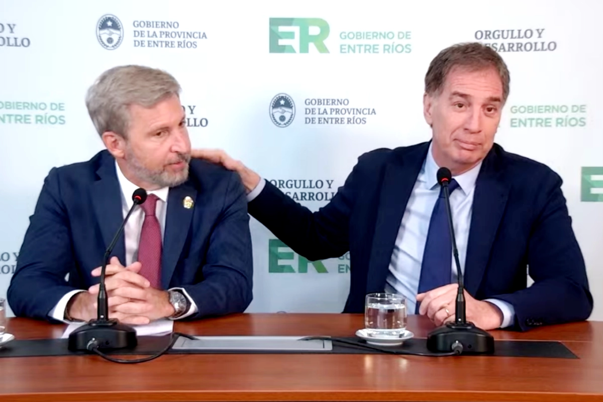 El gobernador Rogelio Frigerio y Diego Santilli, ministro del Interior de la Naci&oacute;n.